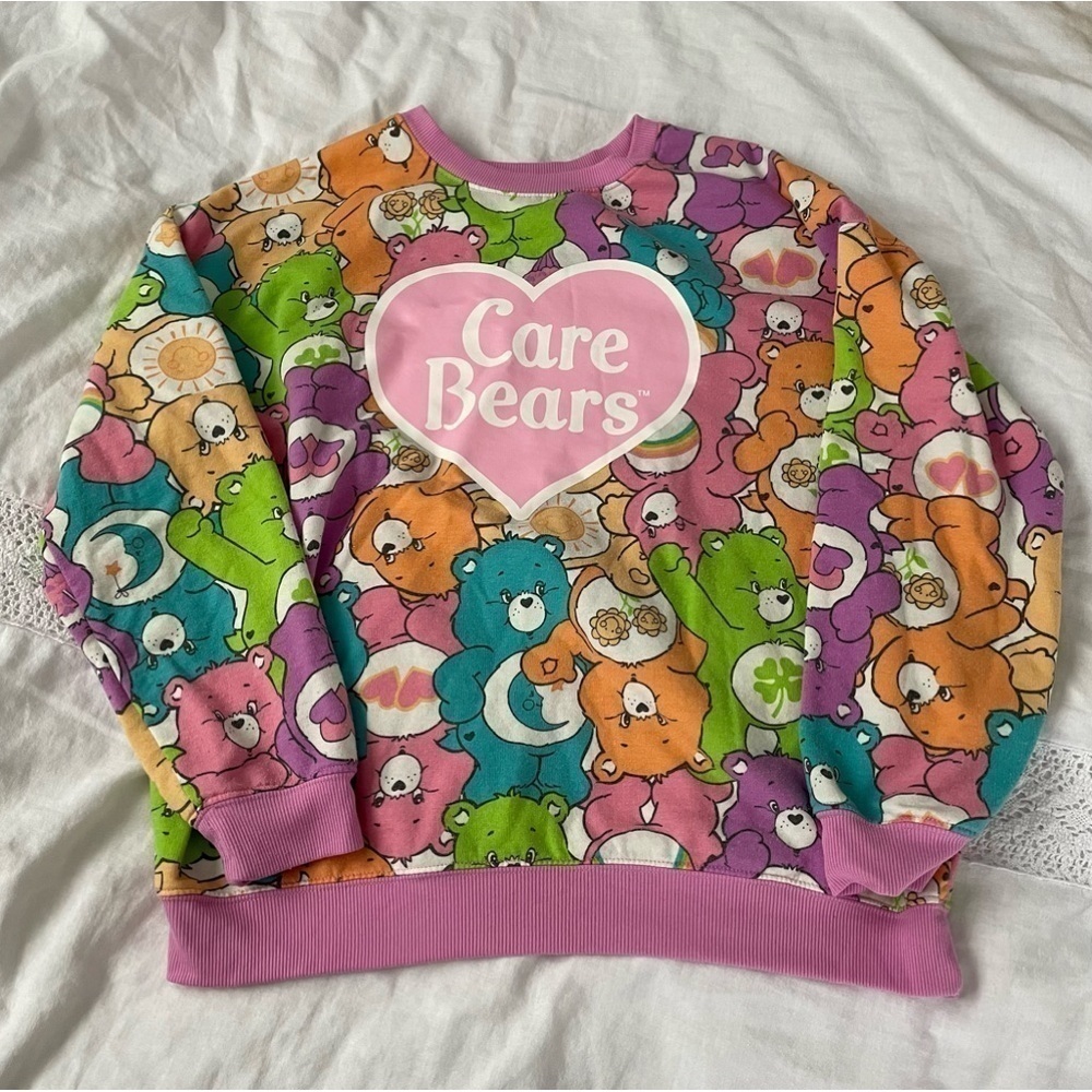 Care Bears MEDIUM All over Womens Sweatshirt lightweight retro